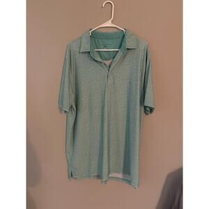 Hickey Freeman size L floral blue golf polo performance quick dry